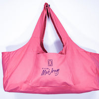 Watermelon pink canvas Mah Jongg Carryall bag with shoulder straps and Club Mah Jongg logo