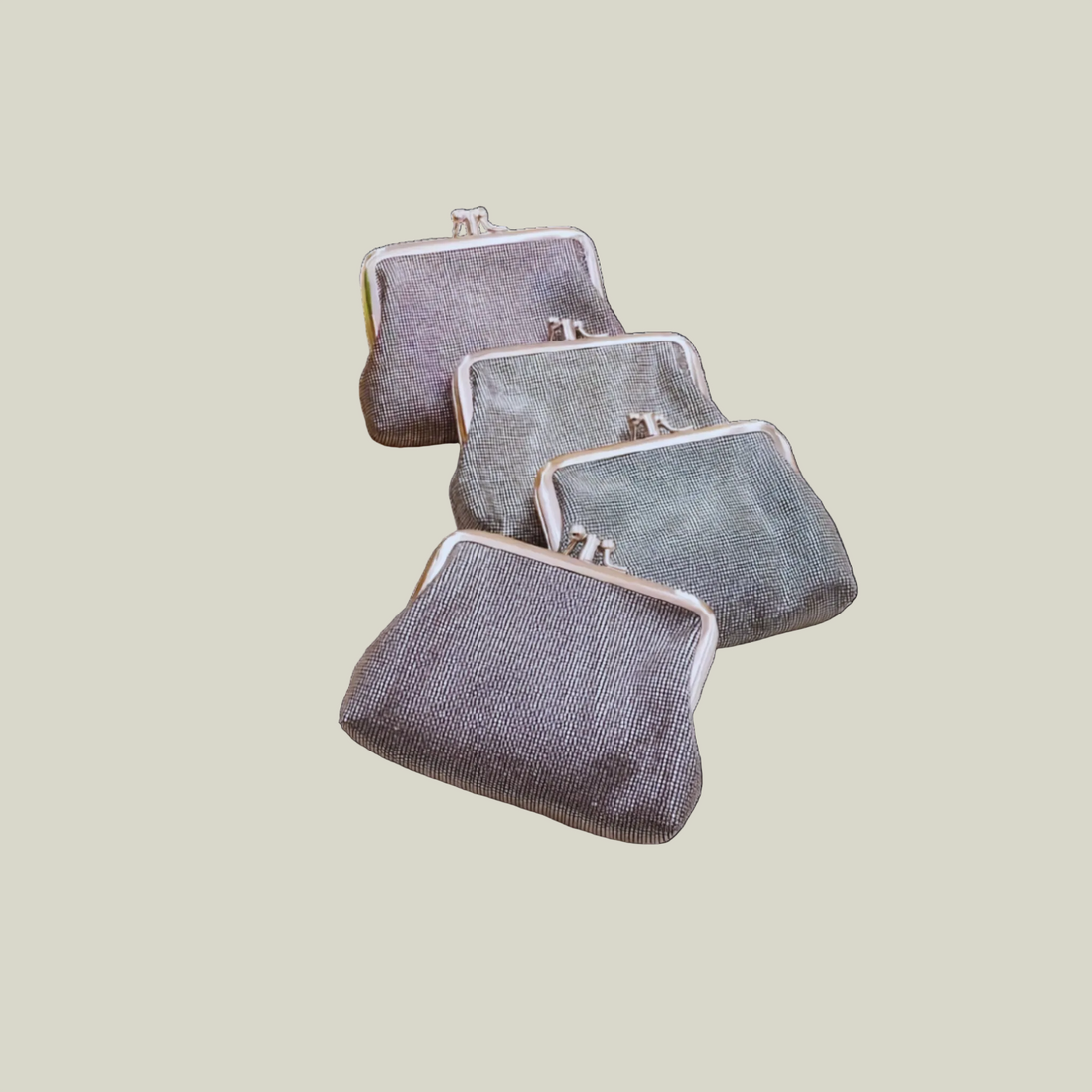 Silver Lucky Coin Purses with retro clasp and divided sections for mahjong winnings